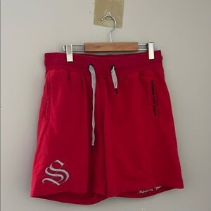 Vibrant Red Athletic Shorts with Elastic Waistband